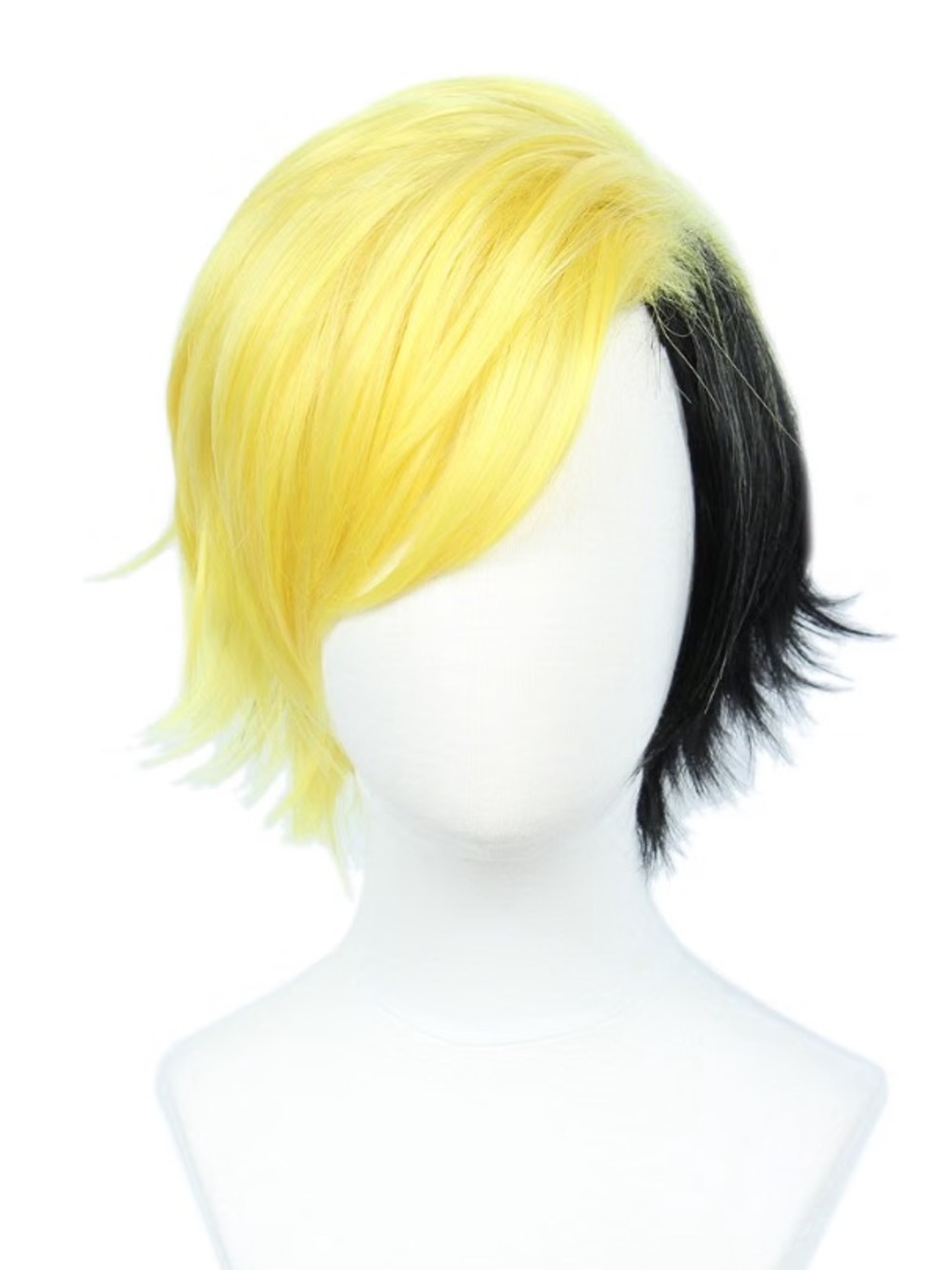 Yellow & Black Short Layered Women's Wig - Stylish Two-Tone Hair